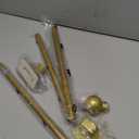 ENJOYBASICS No Drill Curtain Rods for Window 28 to 47 Inches, 5/8 Inch Diameter Renter Friendly Drapery Rod with Adhesive Brackets without Drilling, Adjustable from 27 to 52 Inches, Gold