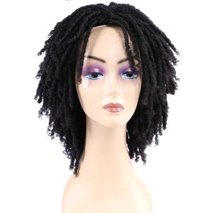 Synthetic Dreadlocks Wig, 6 Inch Dreadlock Wig Short Wigs for Black Women, Short Curly Crochet Wigs with Adjustable Strap and Breathable Mesh (Black)