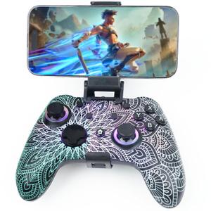 WZUICOV RGB Multi-Platform Game Controller for Switch, Phone, Tablet, PC, TV Box & Tesla - Bluetooth & Wired USB-C, with C-A Adapter, Phone Holder + Extra 25mm Cable