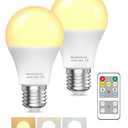 A19 LED Light Bulbs with Remote Control, 9W LED Bulbs 60W Equivalent, 3000K-6000K Dimmable Bulbs E26 Base, Remote Control Light Bulbs with Timing, Memory Function, for Home Decor, 2Bulb & 1Remote