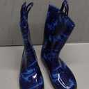 K KomForme Kids Rain Boots, Waterproof Light up Boots with Easy-on Handles (3 Big Kid, Blue Dinosaur)