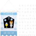Hahafelt First Communion Banner Kit for Boys 9 x 12 Inches Blue DIY Felt First Holy Communion Banner Crafts Kits for Church Sunday School Catholic Special Events