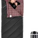 KingCamp Sleeping Bag for Adults, Cold Weather & Warm Extra Wide Big & Tall XL Portable Waterproof Flannel Sleeping Bags, Essentials Gear Accessories for Camping Backpacking Hiking Indoor & Outdoor (Thermal Pod 4.6lbs Black)