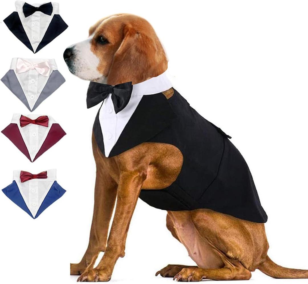 Dog Birthday Clothes boy acceserories Collars Black Dog Tuxedo for Medium Dogs Wedding Outfit Stitch Costume Doggy Formal wear, Large