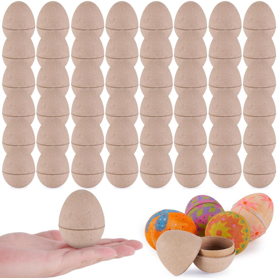 ARCTURINE Paper Mache Easter Eggs, Cardboard Paper Eggs to Decorate for Craft Painting, School Projects, Spring Parties, Easter Hunt Supplies, DIY Art Activities, 3.2 Inch (25 PCS, Brown)