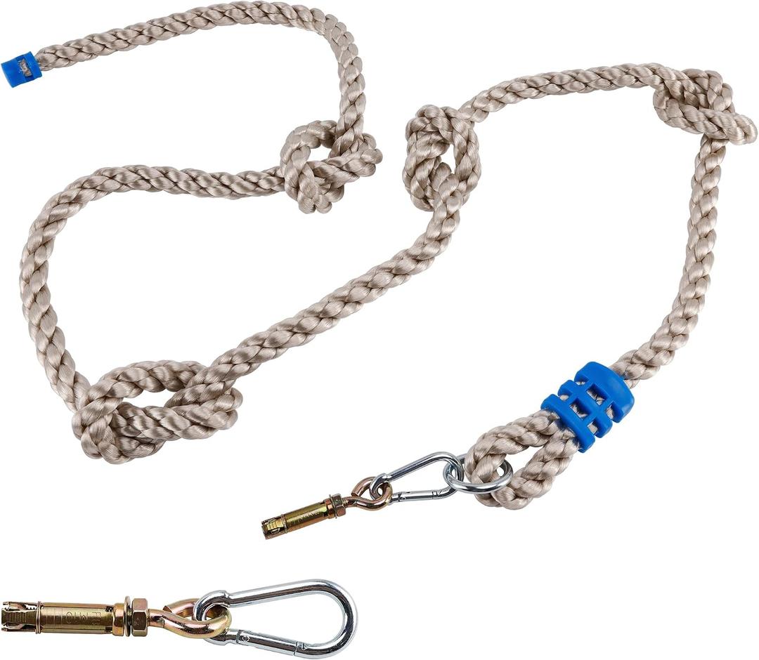 Climbing Rope for Kids, 8.2 FT Long with 4 Knotted Steps, Playground Accessories, Rope Swing for Obstacle Course, Treehouse Swingset Accessories Training for Kids Outdoor Grey