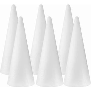 FFchuanhe 6-Pack Craft Foam Cones(3.7X11.7in), White Polystyrene Cone Shaped Foam, Foam Tree Cones, for Arts and Crafts, Christmas Tree, School, Wedding, Birthday, DIY Home Craft Project.