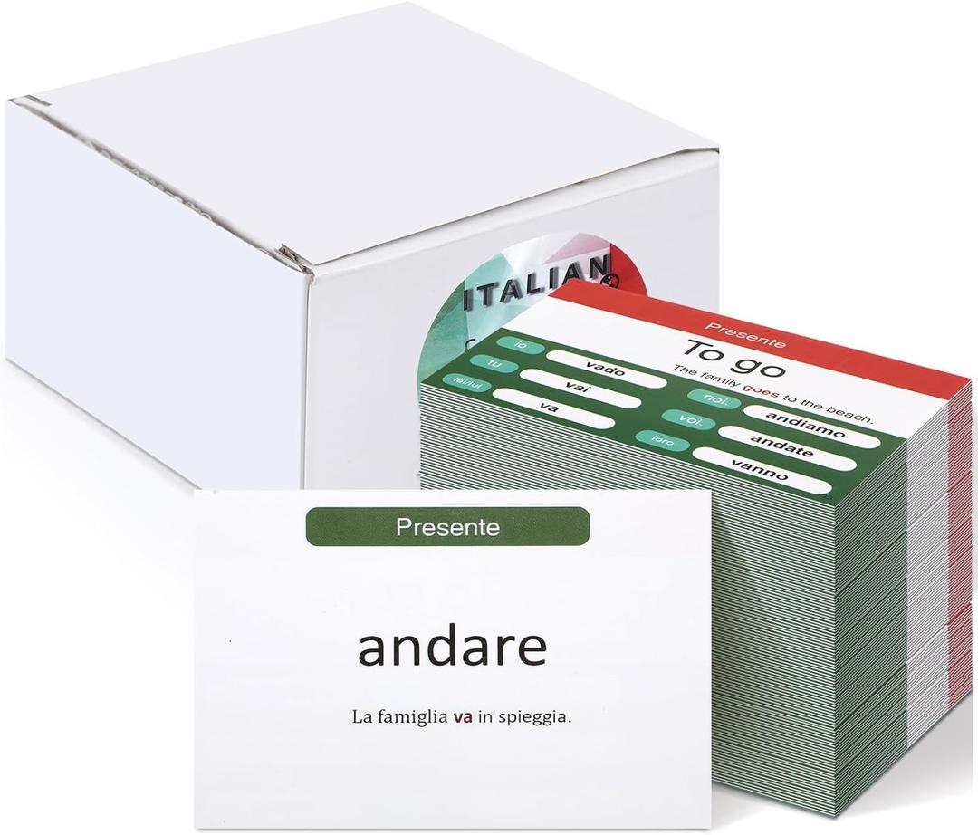 200 Pcs Italian Flashcards Italian Verb Conjugation Present Tense Flash Cards English for Adults Study