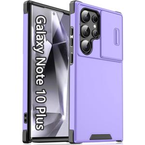 Slide Camera for Samsung Galaxy Note 10+ Plus Case, 2 in 1 Military Drop Shockproof Heavy Duty Protection Anti-Fingerprint Funda Cover for Samsung Galaxy Note 10 Plus, Purple