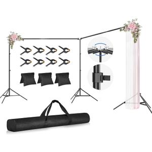 Backdrop Stand, 20x7FT Large Photo Back Drop Stand for Party | Adjustable Background Support System Kit with 310°Angle Rotatable Connector, 8 Clamps, 3 Sandbags and Carrying Bag