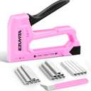Light Duty Staple for Wood, Pink Upholstery Staple Kit with 2000pcs JT21 Staples 1/4, 5/16, 3/8 inch and Staple Remover, Stapler for Crafts, DIY, Classroom, Decoration