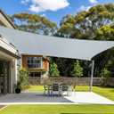 Cool Area Sun Shade Sail 16x16FT Rectangle Shade Canopy Outdoor Sunshade for Patio Backyard Garden, Silver Grey