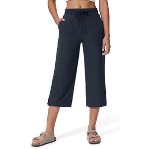 Women's Capri Pants Wide Leg Quick Dry Hiking Capris Water Resistant UPF50 Lightweight Loose Travel (XL, Navy)