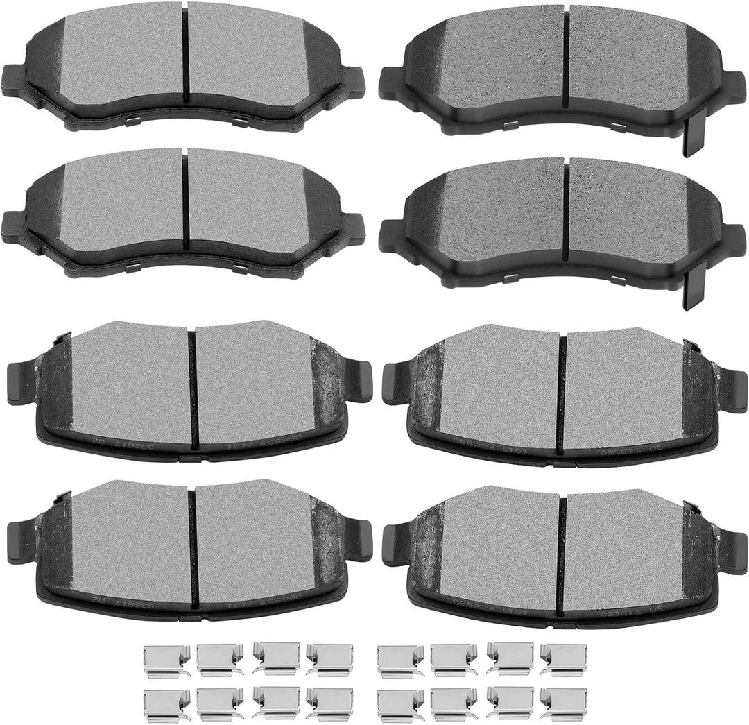 SCITOO Ceramic Brake Pads, 8pcs Front Rear Brake Pads Brakes Kits fit for 2007-2011 for Dodge Nitro,2008-2012 for Jeep Liberty,2007-2017 for Jeep Wrangler,2018 for Jeep Wrangler JK