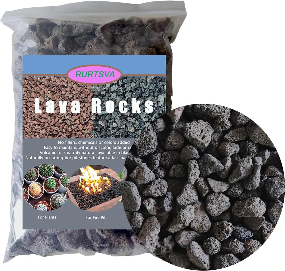 Medium Lava Rock 5LBS, 1' - 2' Natural Volcanic Stones Use in Fireplace, Fire Pit or Bowl Rocks for Indoor Outdoor Natural Gas Propane Fires and Decorative Landscaping-Black