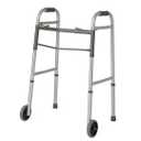Guardian Easy Care Two-Button Folding Walker with 5" Wheels