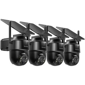 GALAYOU 2K Security Cameras Wireless Outdoor-360° PTZ Cameras for Home Security with Solar Panel/Battery Powered, Night Vision, Two-Way Audio, PIR Sensor, Works with Alexa, R1 4P Black (2.4Ghz Only)
