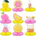 9 Pcs Pink Lemonade Party Honeycomb Centerpieces Lemon Honeycomb Centerpieces Colorful Lemonade Table Toppers Lemon Birthday Decorations Lemon Decor for Summer Birthday Supplies