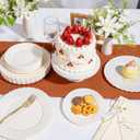 U-QE 100 Count 6 Inch Ivory Plastic Plates - Scalloped Dessert Plates Disposable - Premium Fancy Disposable Heavy Duty Party Supplies for Party, Celebrations, Weddings and Events