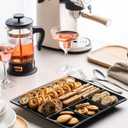 LAUCHUH Divided Serving Platters, 11 x 11 inch Porcelain Chip & Dip Serving Set Dinner Serving Tray 4 -Compartment Serving Dishes for Christmas, Candy, Nuts,Veggies, Snacks and Sauce, Black