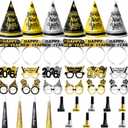 37PCS New Years Eve Party Supplies 2026 for 12 Guests, Happy New Years Decorations Party Favors Includes Cone Hats, Tiaras, Glasses, Noise Makers Accessories for Adults