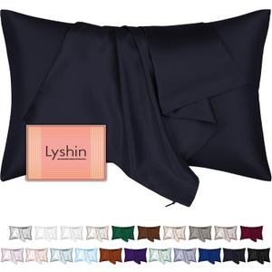 Silk Pillow Cases King Size with Hidden Zipper, Mulberry Silk Pillowcase for Hair and Skin, Smooth and Soft Breathable Cooling Silk Satin Pillow Covers for Sleeping, Gifts for Women, Navy Blue