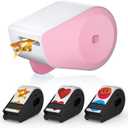 Manual Sticker Dispenser G2.0 with Gold Star,Heart and Smiley Face Stickers for Kids Rewards-Pink