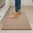 Kitchen Rugs Mat Non Slip Washable, Super Absorbent Kitchen Mats for Floor, Rubber Backing Soft Braided Standing Floor Mats Sink Mat Runner Rug, Easy to Clean and Maintain, Brown 17"x30"