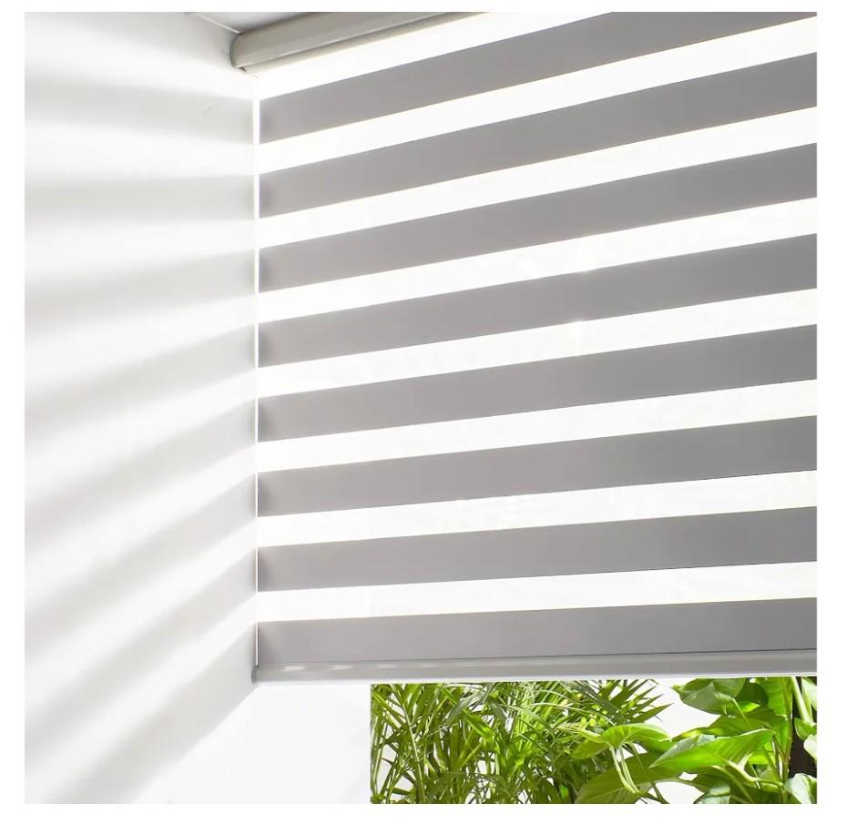 Persilux Cordless Zebra Blinds (70" W x 72" H, Grey) Dual Layer Fabric, Privacy Window Blinds, Dual Layer Zebra Roller Shades, Light Filtering Sheer Window Treatments for Home, Office