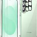 SPIDERCASE Designed for Samsung Galaxy S25 Case, [10 FT Military Grade Drop Protection], 2 Pack [Tempered Glass Screen Protector+Camera Lens Protector] Heavy Duty Shockproof Case,Clear