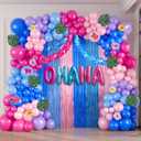 Blue pink purple Balloon Garland Kit with Ohana balloons Fringe Curtain Hawaiian leis Flower Card Sticker for Summer Tropical aloha cartoon birthday party gender reveal Baby shower decorations