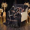 Ganeen Wedding Blanket for Couples Hubby and Wifey Throw Blanket 60 x 50 Inch Engagement Anniversary Marriage Gift for Bride Groom Newlyweds Soft Couples Gift for Room Decor(Romantic,Black)