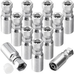 12 Pack Hydraulic Hose End Fittings: 3/8" I.D. Hose x 3/8" JIC 37 Female With Protection Cover Hydraulic End Swivel Crimp Fitting