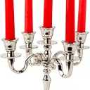 Rely+ 5 Arm Baby Candelabra Silver Glossy 8 Inch Taper Candle Holders Gothic Decorations Candlesticks Holder Home Decor Wedding Parties Centerpiece for Dining Table