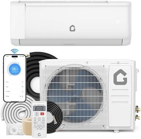 18000 BTU Mini Split Air Conditioner with Heat Pump System, Cools & Heats Up to 1,250 Sq.ft, 19 SEER2 Ductless Inverter Split AC and HeaterUnit 208-230V, 5 Modes, WiFi & Remote Control, White