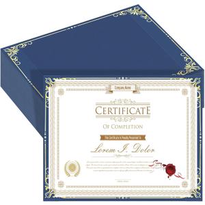 HAUTOCO 50 Packs Single Sided Certificate Holders, Award Certificate Covers with Gold Foil Border Navy Blue Diploma Holders for Letter Size 8.5 x 11 Cardstock, Graduation, Documents