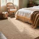 Shag Area Rug for Bedroom, 4x6 Feet Fluffy Rugs for Girls Boy's Bed Bedside, Plush Carpet with Non-Slip Bottom for Living Room Office Dorm Nursery Room, Beige