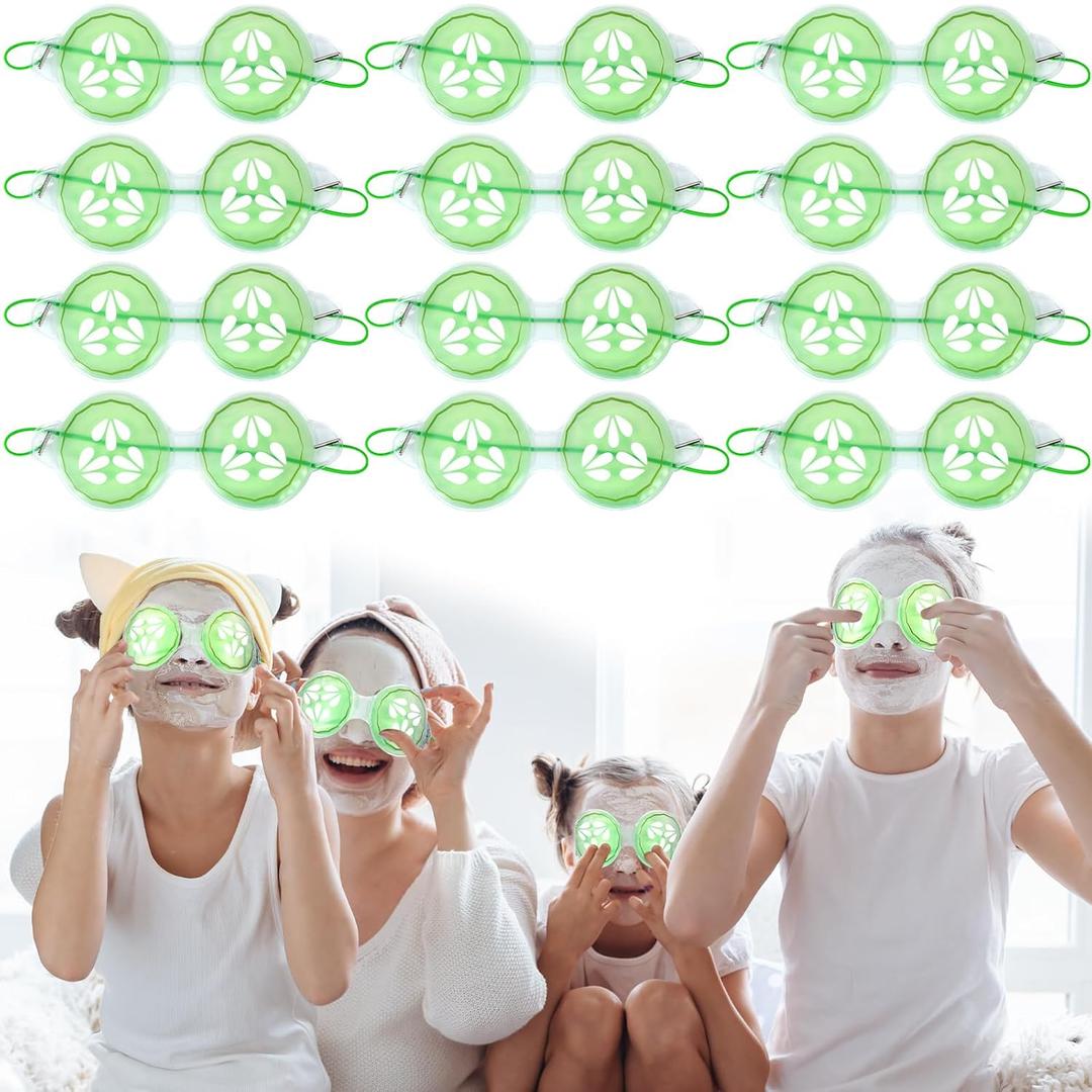 12 Pcs Cucumber Eye Pads Gel Eye Masks Cooling Heating Eye Pads Spa Party Favors Sleepover Slumber Party Supplies