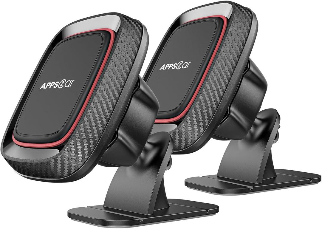 [2 Pack] Magnetic Phone Holder for Car, APPS2Car [Super Strong Magnet] Phone Mount for Car, Dashboard Magnetic Car Phone Holder Mount with Strong VHB Adhesive Mounting, Compatible with iPhone, Samsung (Black-Double)