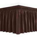 Biscaynebay Wrap Around Bed Skirts for Queen Size Beds 12 Inches Drop, Brown Elastic Dust Ruffles Easy Fit Wrinkle & Fade Resistant Silky Luxurious Fabric Solid Machine Washable