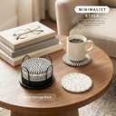 Lazebox Coasters Set of 8 for Drinks, 4 Inch Large Coasters for Coffee Table, Tabletop Protection for Hot & Cold Drinks, Versatile Coasters for Home Decor, Non-Slip & Easy to Clean, Marble Style
