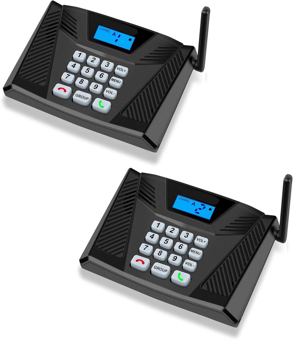Intercoms Wireless for Home Upgraded, 5300ft Full Duplex Intercom Hands-Free, 2-Way Real-Time Intercom System with Group Call & Auto Answer for House/Office (2 Pack, Black)