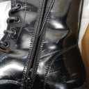 DREAM PAIRS Women's Combat Boots Lace up Mid Calf Boots Low Heel Chunky Platform Lug Sole Riding Boots (7, Black)