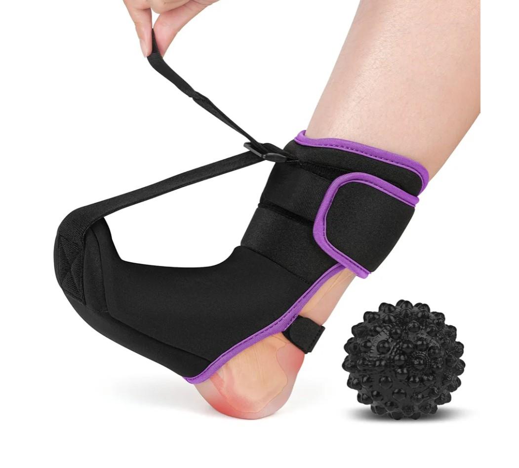 Plantar Fasciitis Night Splint Sock with Massage Ball for Tension Relief, Alleviate Pain from Plantar Fasciitis, Arch Pain, Heel Spur, Foot-drop and Achilles Tendonitis, Soft and Comfortable Foot Brace for Men and Women, Medium-Purple
