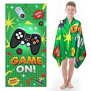 R HORSE Green Video Game Theme Beach Towel, 60 x 30 inches, Microfiber, Quick-Drying, Soft and Lightweight
