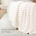 Whale Flotilla Fleece Throw Blanket for Couch or Bed, Luxury 3D Jacquard Super Soft Lightweight Summer Spring Blanket, Cozy Fluffy Plush Decorative Sofa Blankets, 50x60 Inch, Ivory