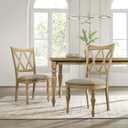 Roundhill Furniture Verta Solid Wood Cross-Back Dining Chairs, Set of 2, Light Oak Finish, 20.2 inches x 24 inches x 38.8 inches