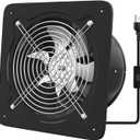 FanGoFast 8 inch Exhaust Fan, Kitchen Exhaust Fan for Wall, Potable Window Exhaust Fans, 576CFM Wall mounted Bathroom Fan with Check Valve for Kitchen, Workshop, Basement (Black)