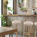 Bar Stool Covers Set of 2, Stool Covers Round with Elastic Band Pad, Soft Stool Seat Covers, Nonslip and Washable, 12 Inch, Beige