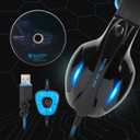 SADES SA902 Stereo Gaming Headset 7.1 USB Surround Sound PC Headsets Over-Ear Gaming Headphones with Microphone LED Light Black Blue